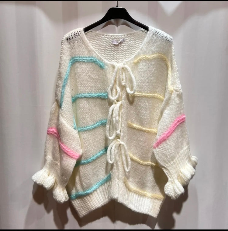 ´Band Strickjacke (Einheitsgröße tragbar bis L) Damen - Strickjacke