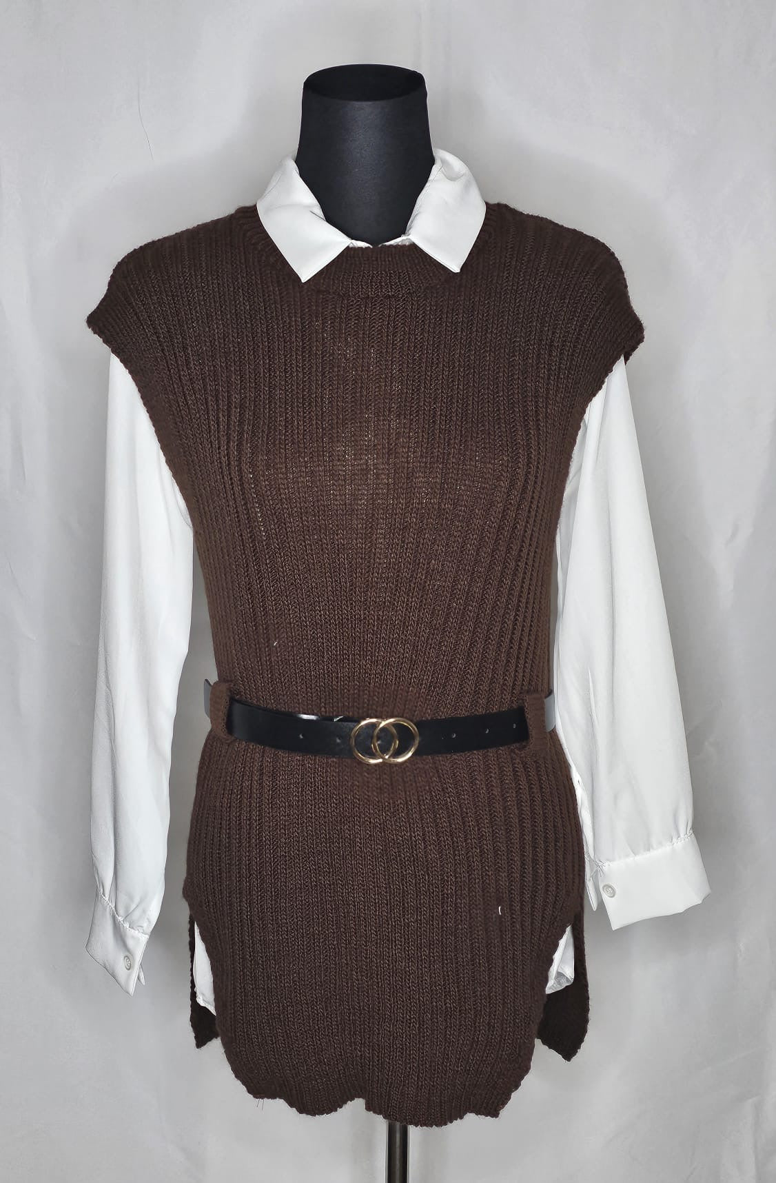 Hemd mit Strick kurz Ärmel Pullover.