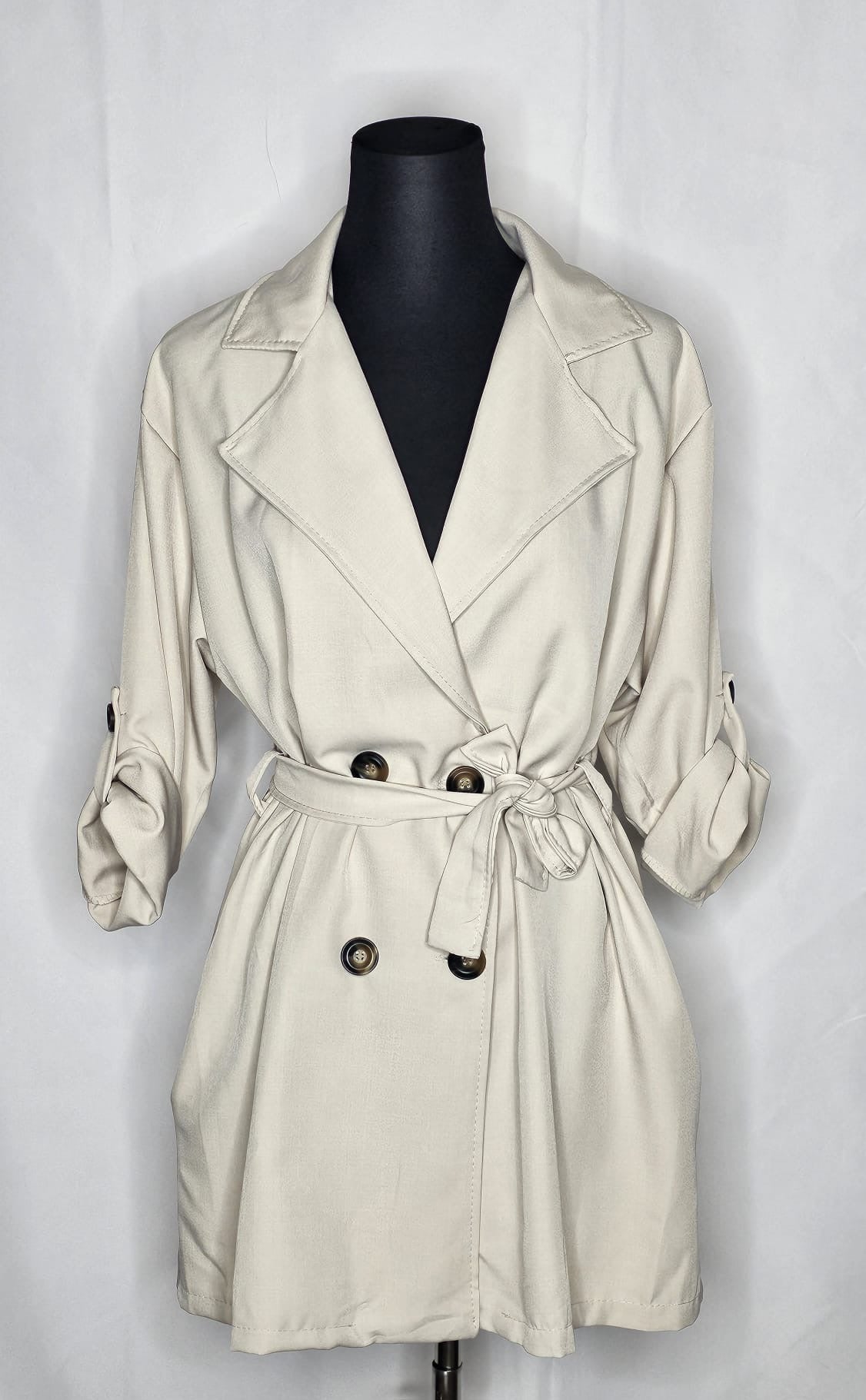 Frühling Jacke mit Knöpfe und Bindegürtel ( Einheitsgröße tragbar bis L) Damen - Frühling Jacke