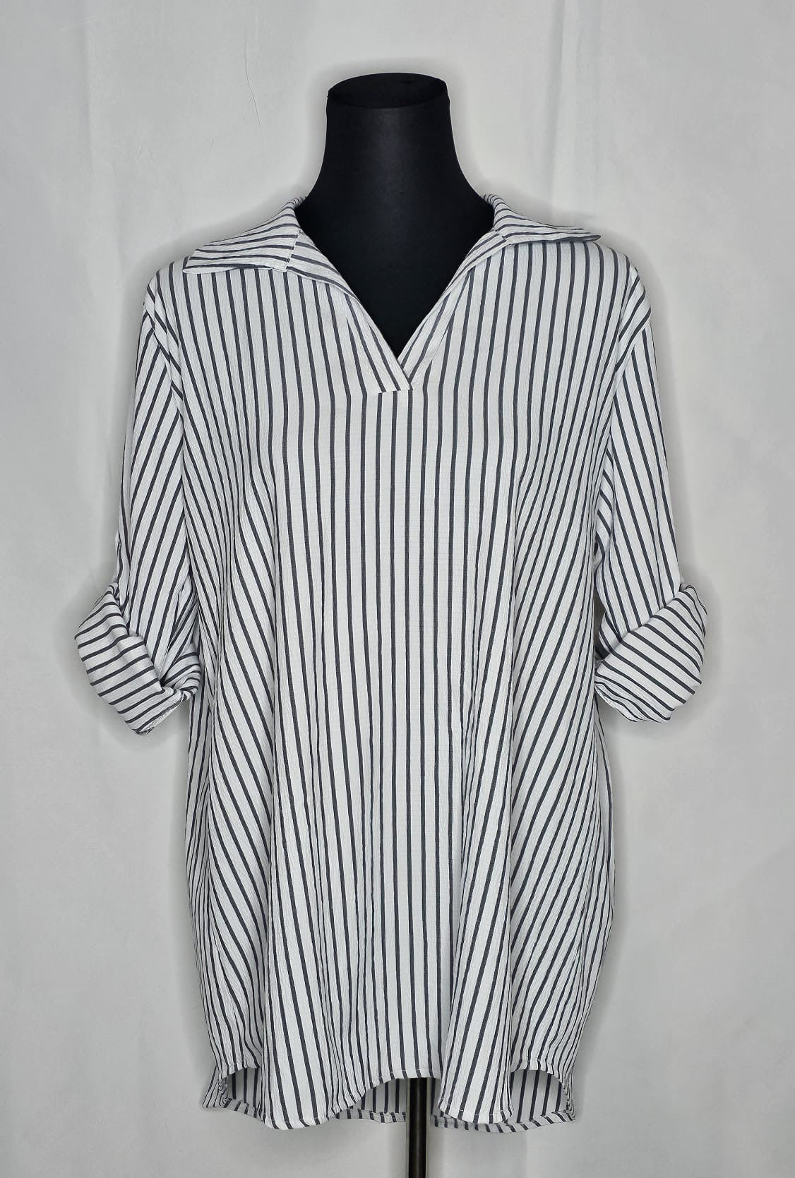 Gestreiftes langes Hemd (Einheitsgröße tragbar bis XL) Damen - Langes Hemd