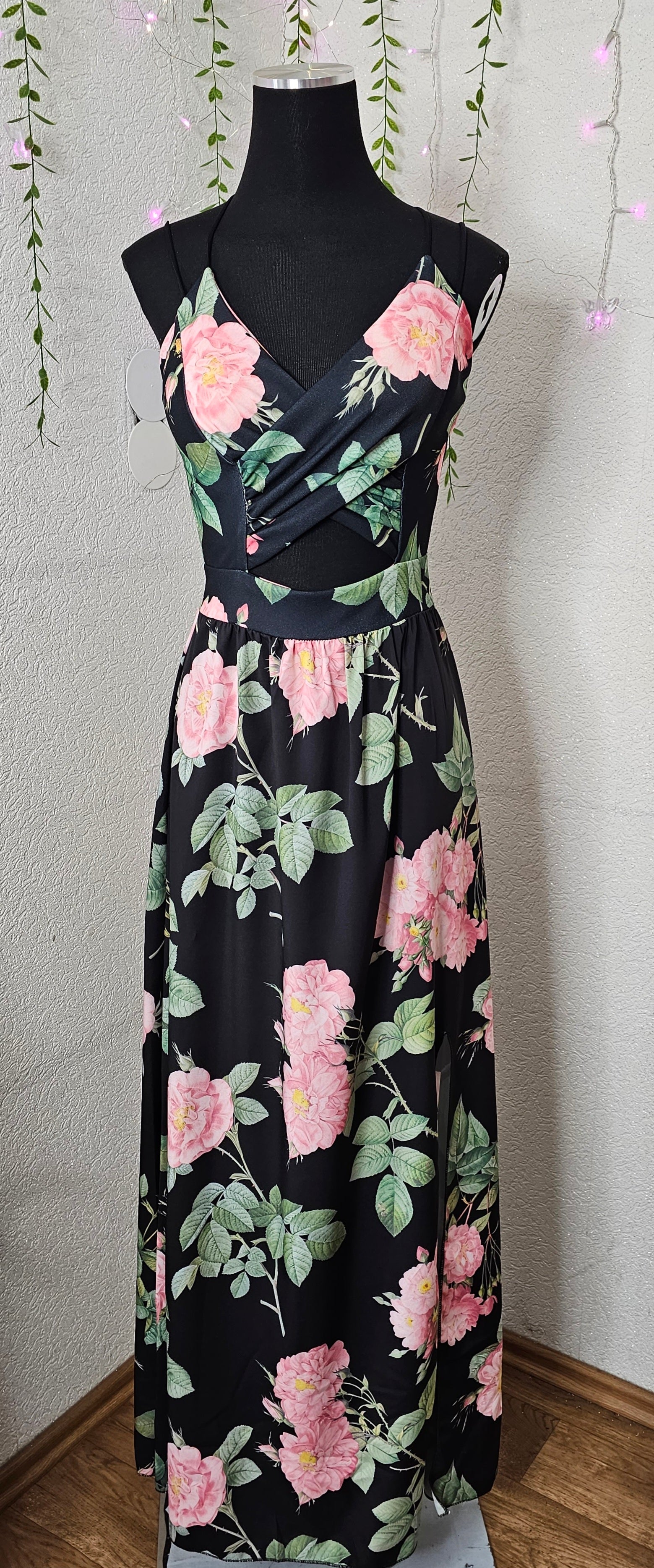 Blumenkleid mit Kreuz Träger (Einheitsgröße tragbar bis Größe M) Damen Kleid
