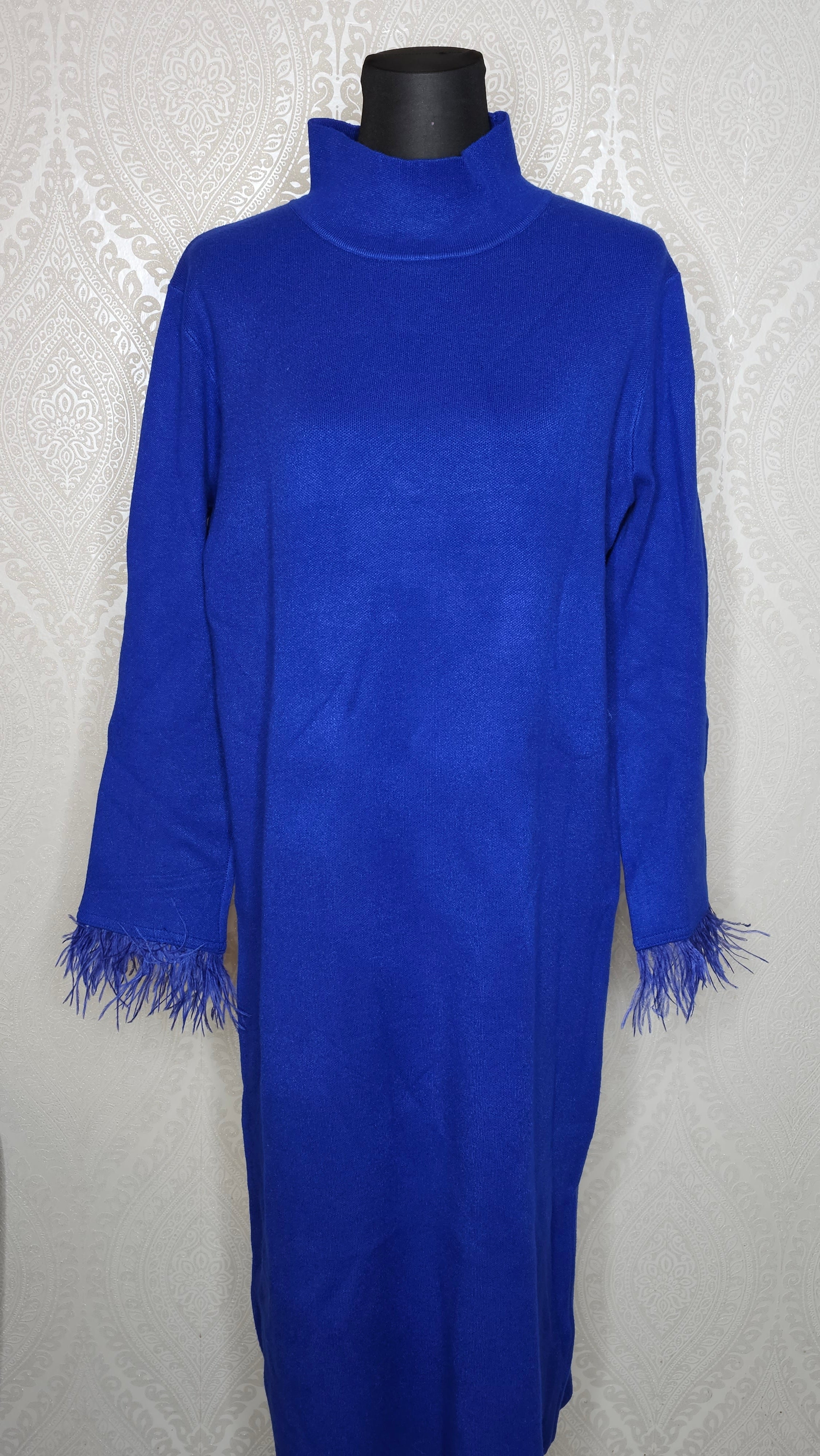 Kleid mit Kragen und langem Ärmel (Größe L-XL) Damen - Kleid