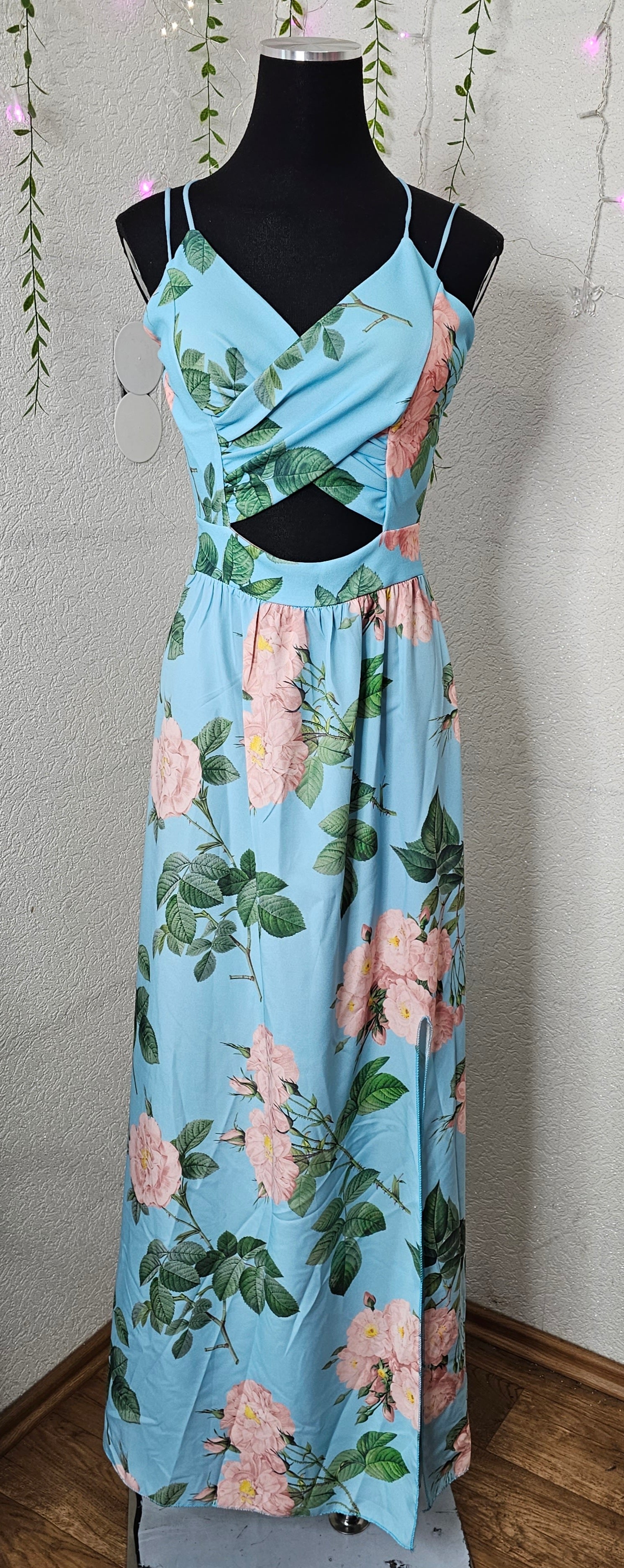 Blumenkleid mit Kreuz Träger (Einheitsgröße tragbar bis Größe M) Damen Kleid