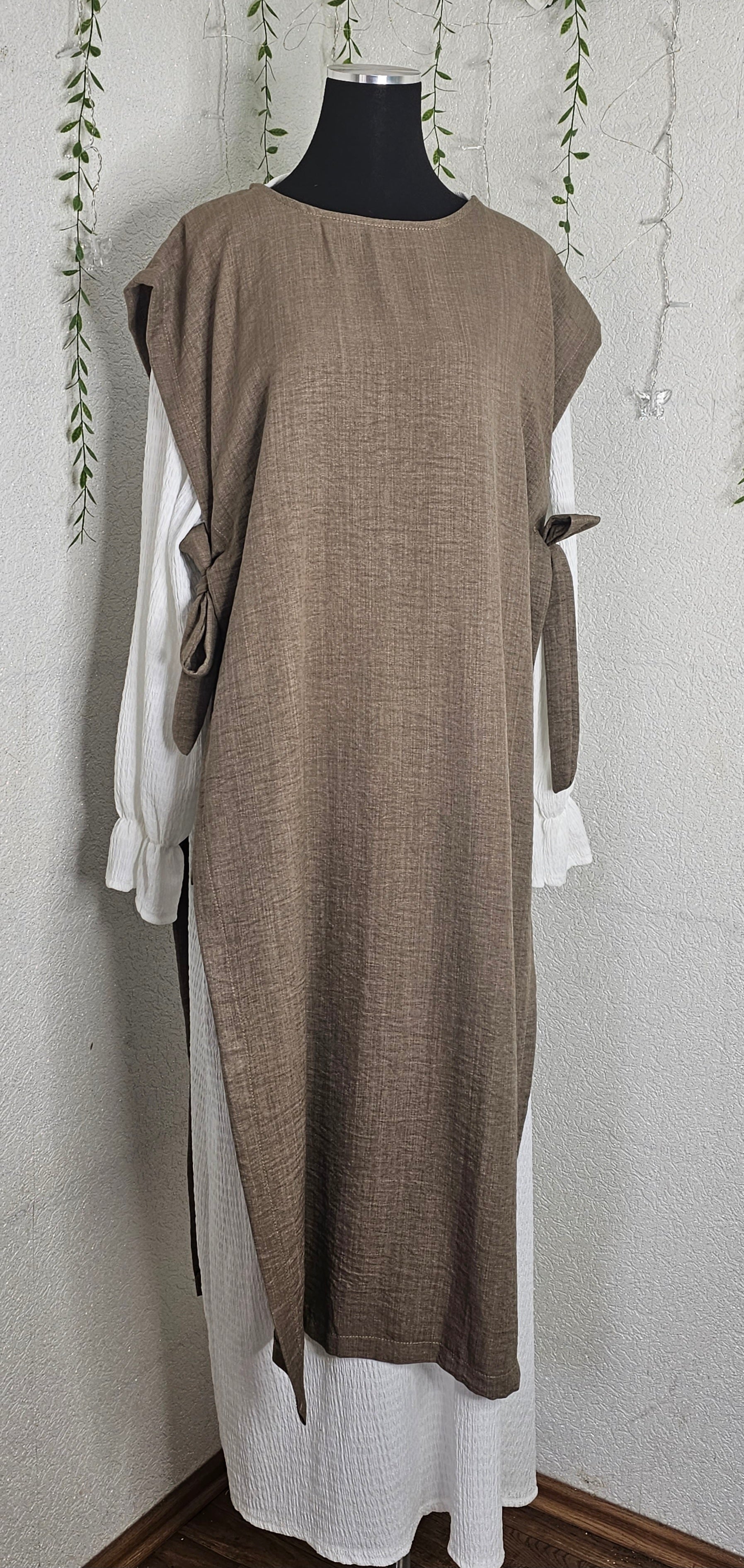 Abaya Kleid mit lange Weste (Einheitsgröße tragbar bis XL) Damen-Abaya Kleid