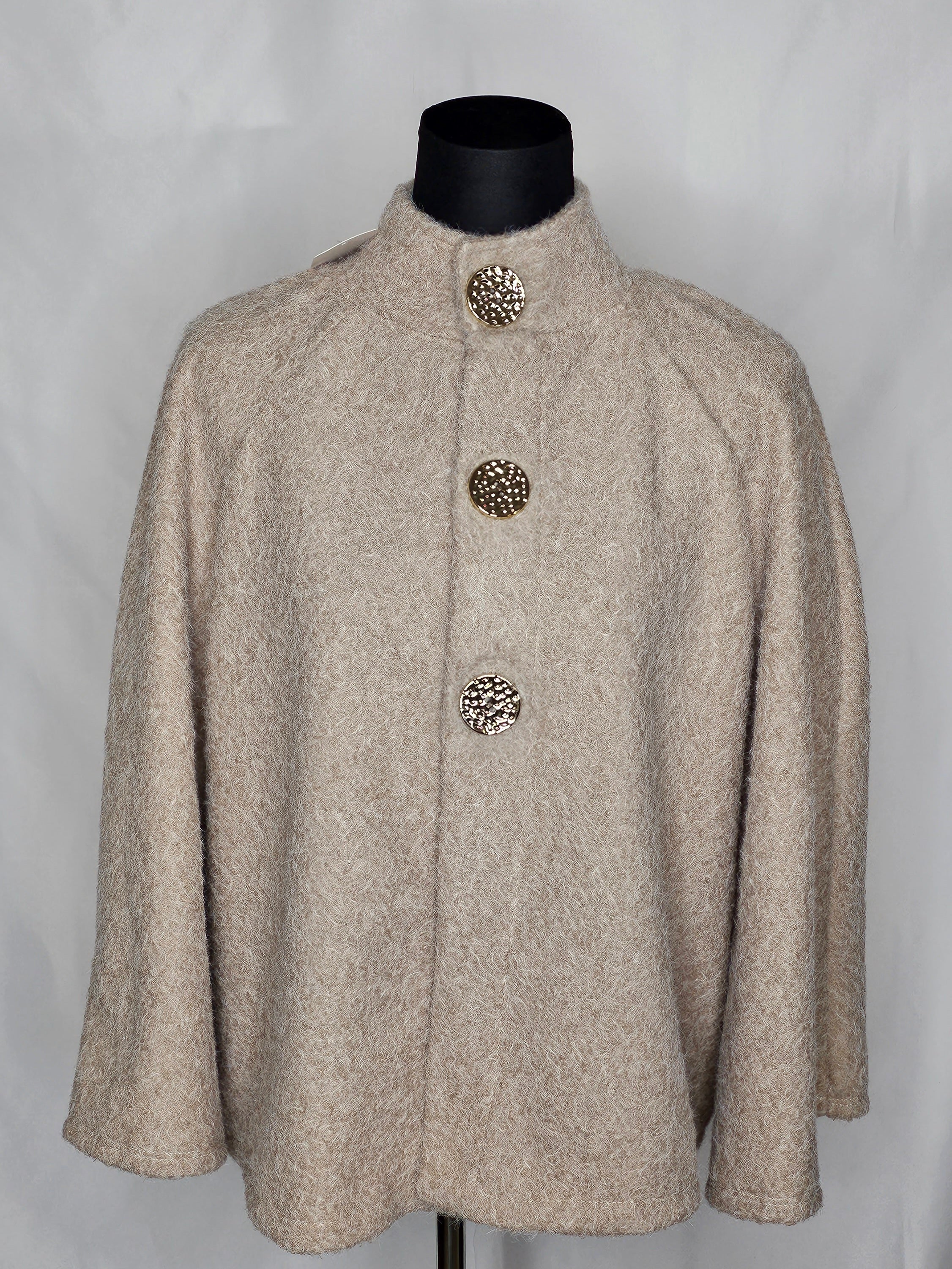 Strick Poncho mit goldenen Knöpfe ( Einheitsgrösse tragbar bis L) Damen-Poncho