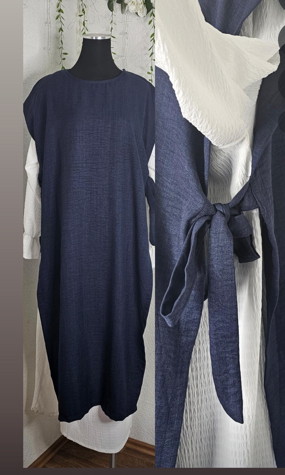Abaya Kleid mit lange Weste (Einheitsgröße tragbar bis XL) Damen-Abaya Kleid