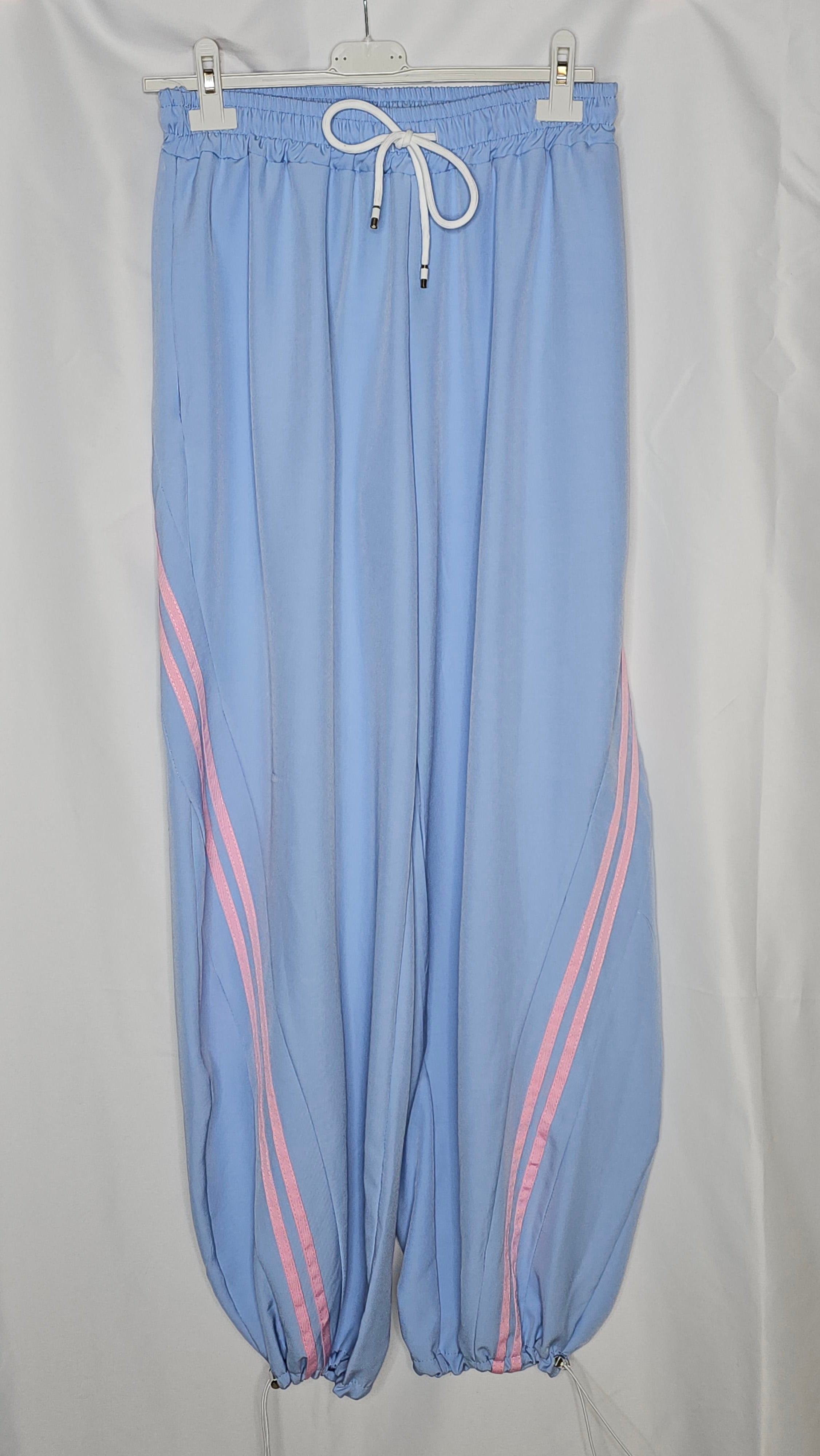 Jogginghose mit Streifen und Bindeschnur (Einheitsgröße tragbar bis Größe 38-40) Damen - Jogginghose