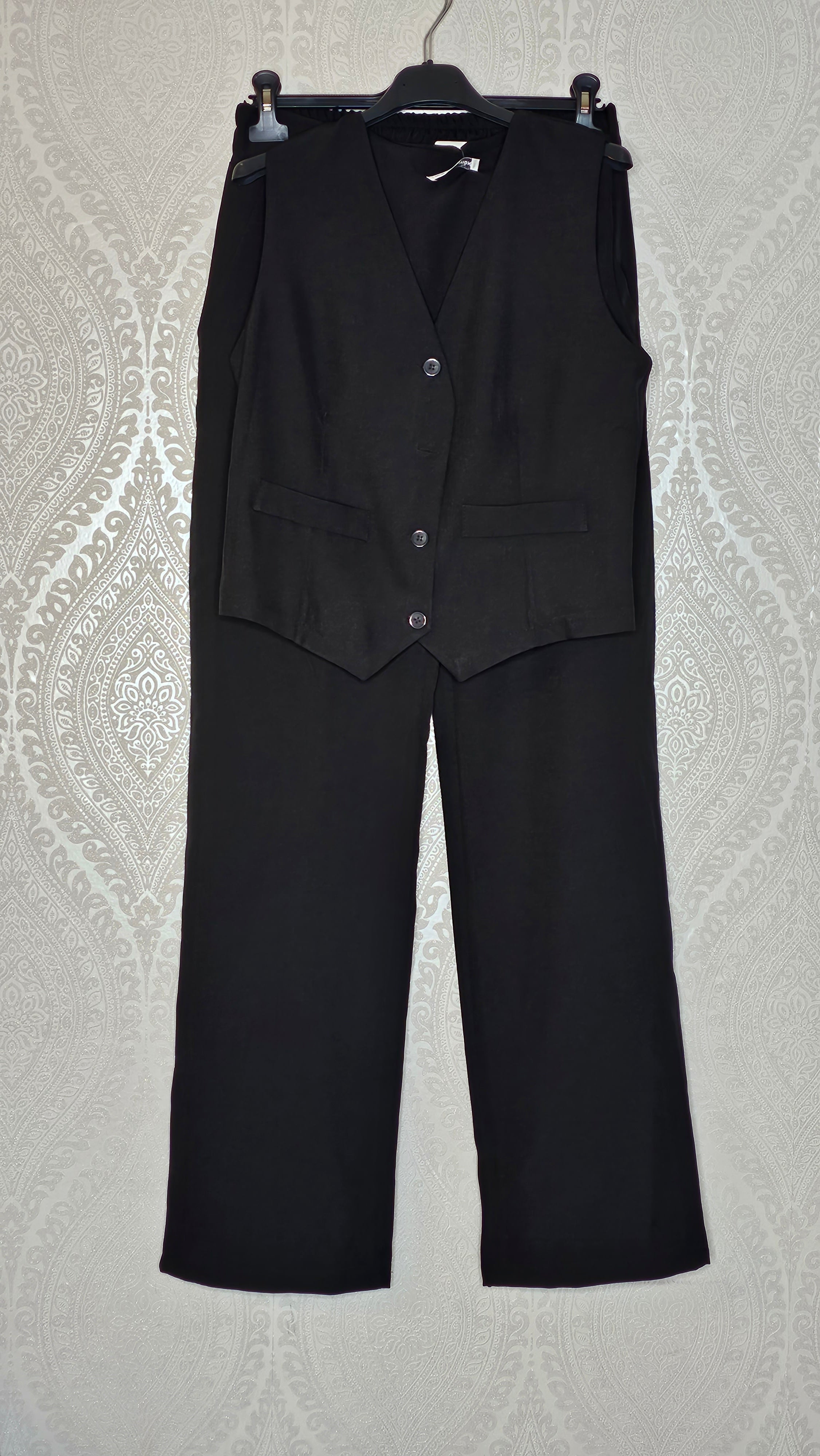 Elegante Zweiteiler Set, Hose und Weste (Einheitsgröße tragbar bis L) Damen - Zweiteiler