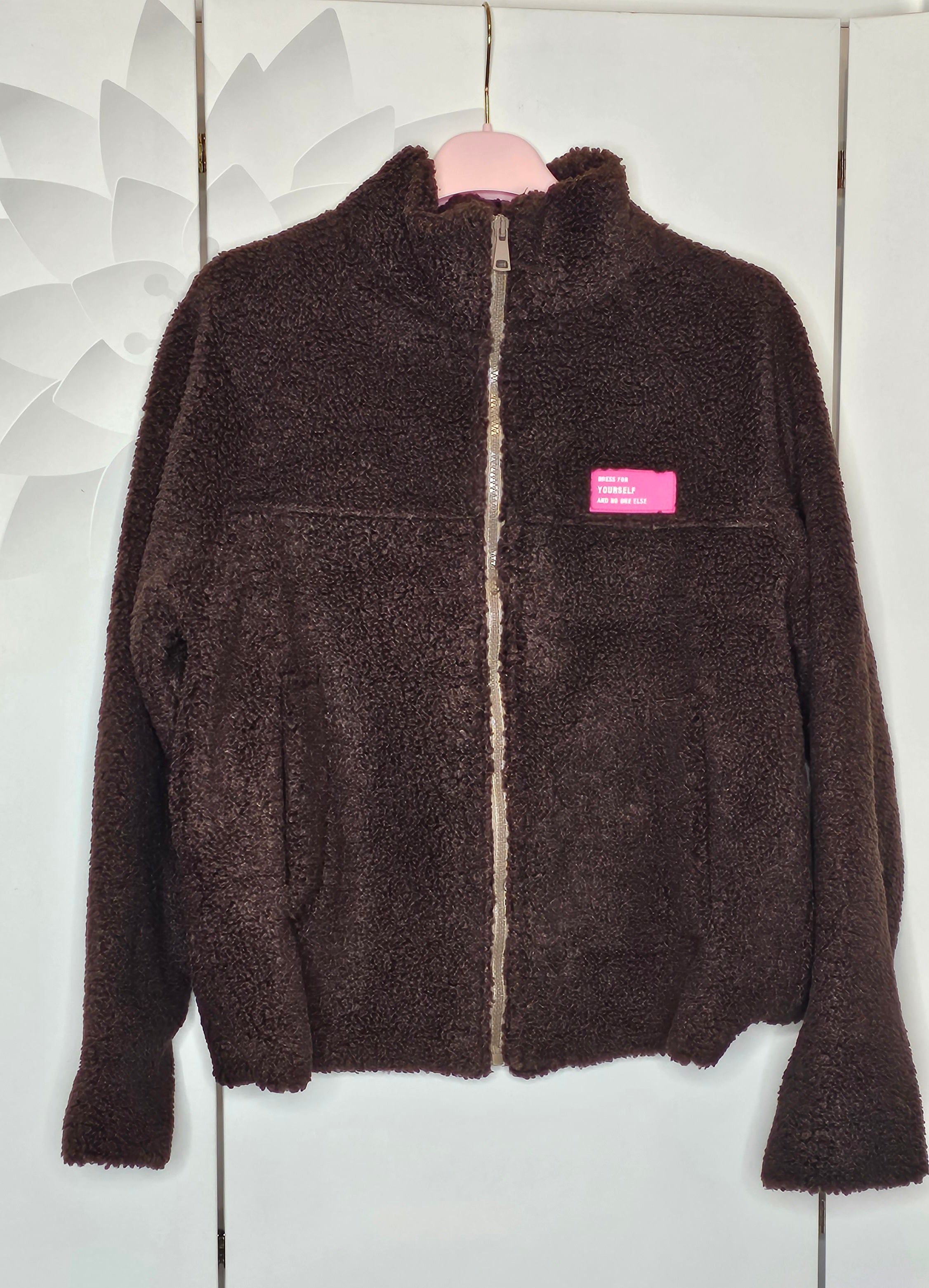 Teddy Jacke mit Reißverschluss ( Einheitsgrösse tragbar bis M) Damen - Jacke