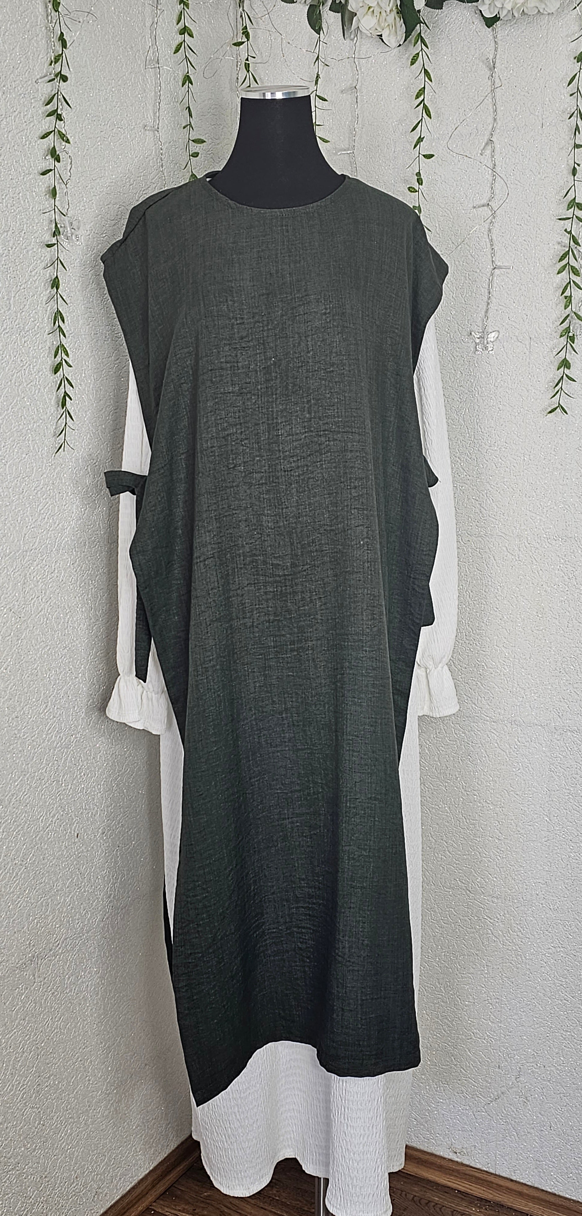 Abaya Kleid mit lange Weste (Einheitsgröße tragbar bis XL) Damen-Abaya Kleid