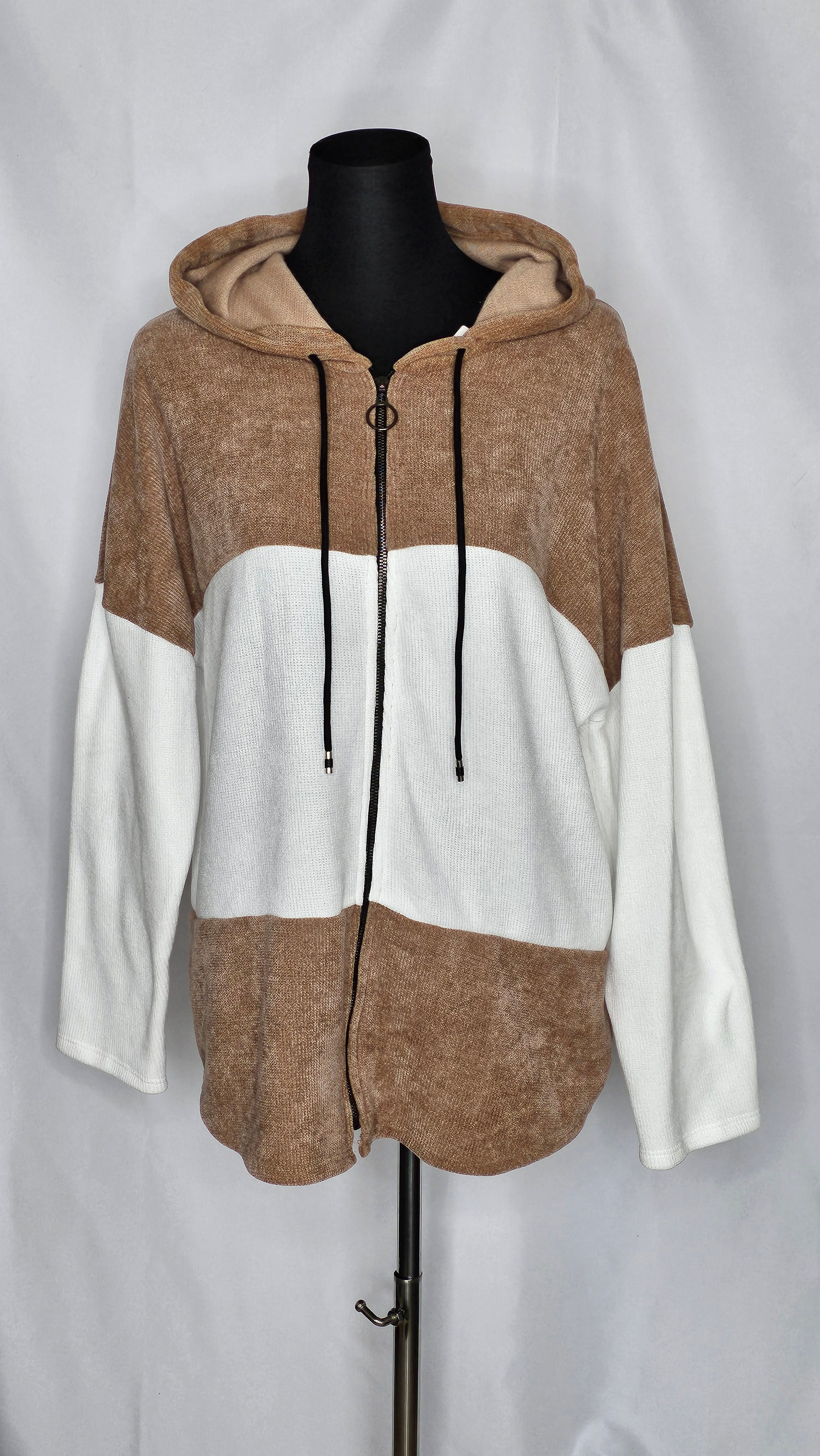 Reißverschluss Jacke mit Kapuze (Einheitsgröße tragbar bis XL) Damen Reisverschluss Jacke