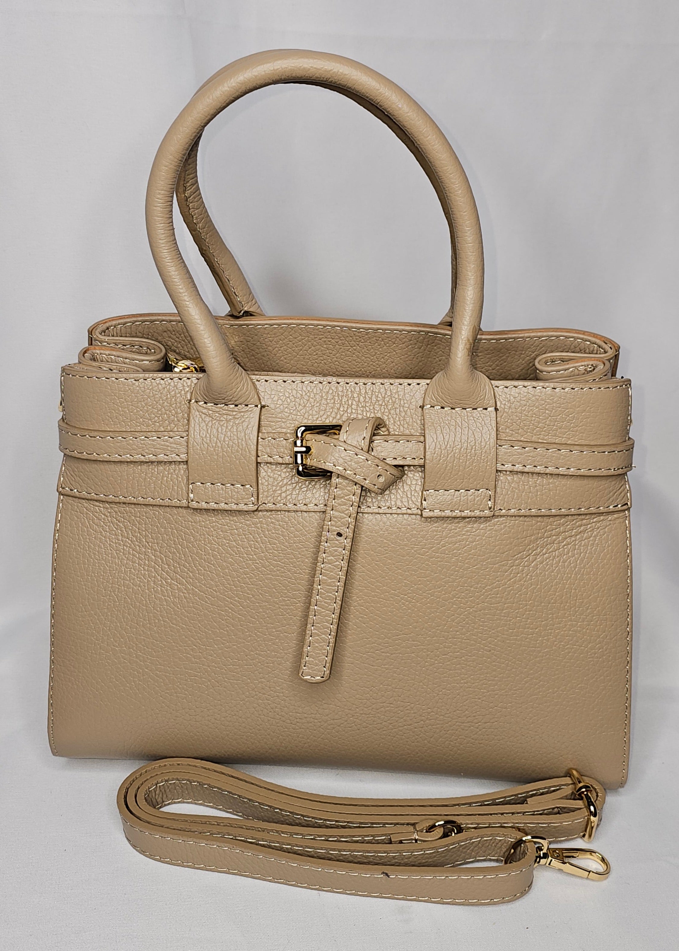 Handtasche-Echt Leder mit Reißverschluss,Verlängerungsgürtel und eine innere Tasche ( 25cm breit und 19cm hoch) Damen - Handtasche