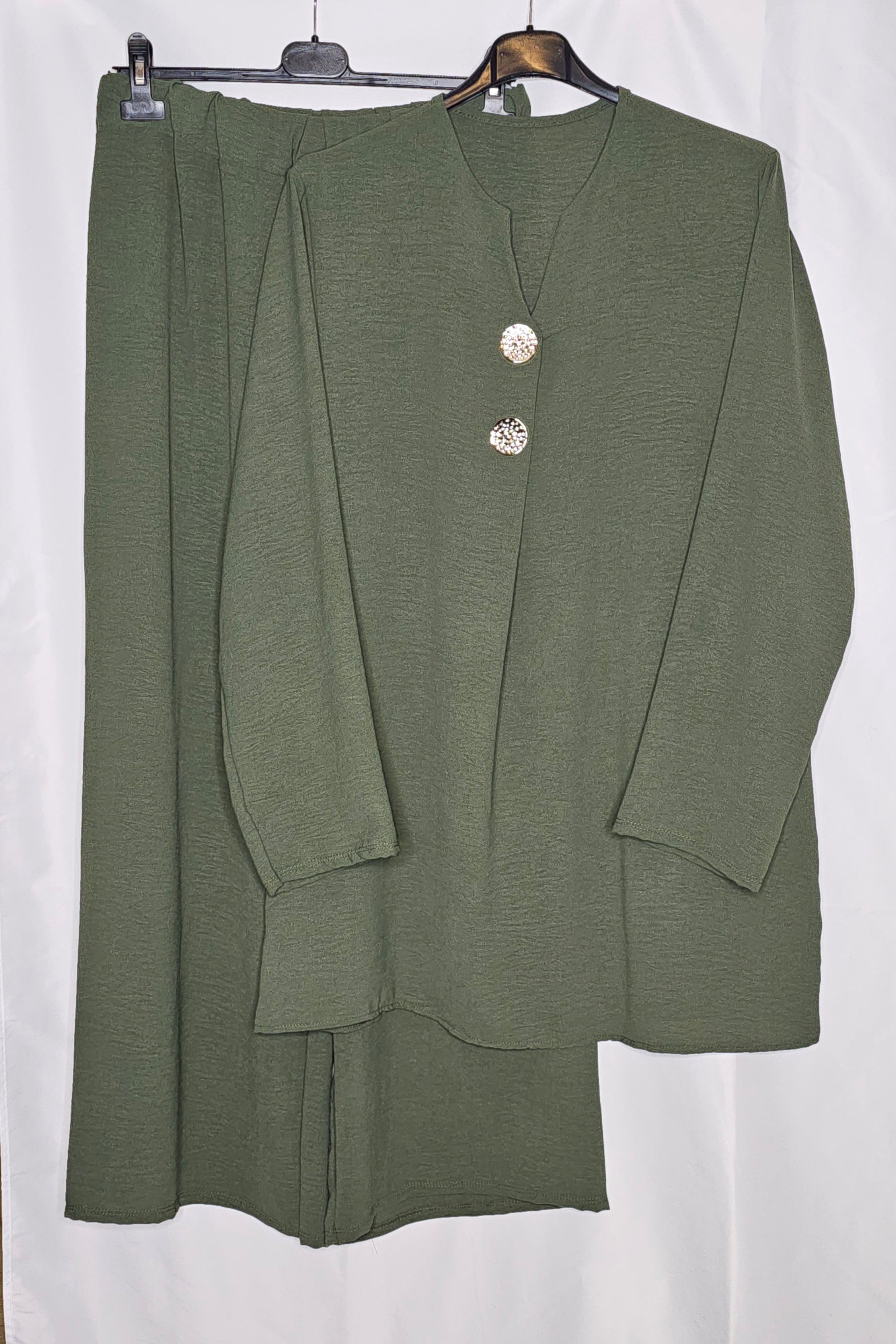 Zweiteiler aus Hose und Bluse (Einheitsgröße tragbar bis L) Damen - Zweiteiler