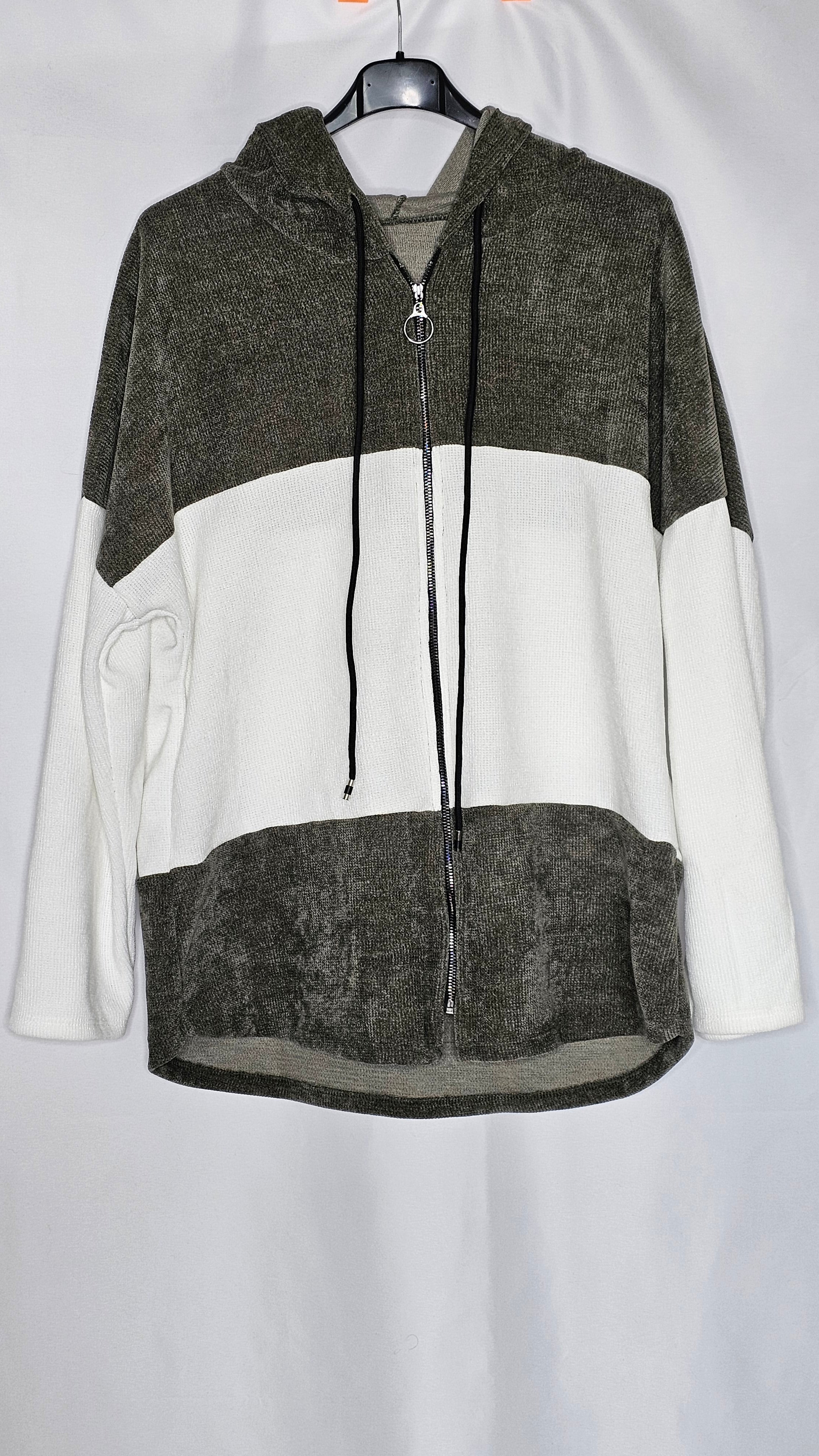 Reißverschluss Jacke mit Kapuze (Einheitsgröße tragbar bis XL) Damen Reisverschluss Jacke